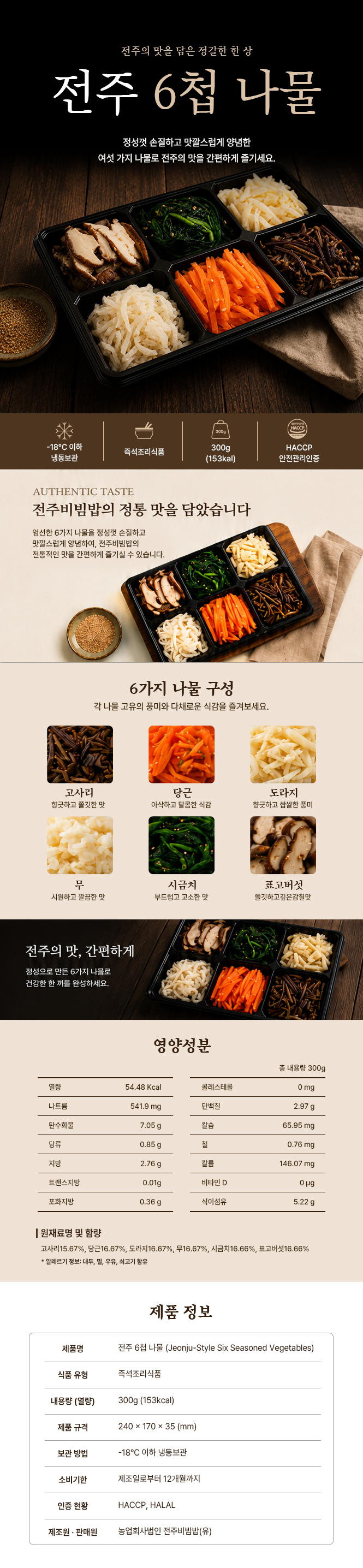 전주 6첩 나물 제품 상세 이미지