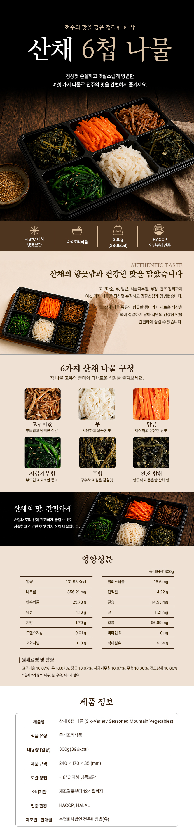 전주 6첩 나물 제품 상세 이미지